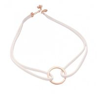 naszyjnik choker rzemyk złote kółeczko biały n296b