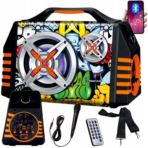 Głośnik Bluetooth Przenośny Karaoke Mikrofon Manta Helios 2 USB, AUX, FM 8h na Arena.pl