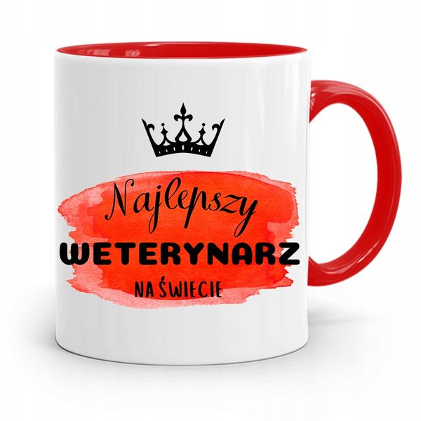 Kubek Czerwony Weterynarza Najlepszy Weterynarz Z Nadrukiem Ze Zdjęciem zdjęcie 1