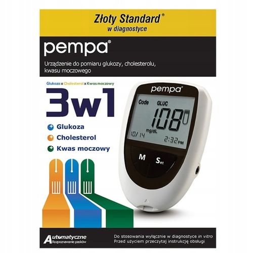 Glokometr PEMPA BeneCheck 3w1 – glukoza, cholesterol, kwas moczowy na Arena.pl