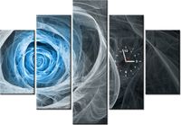 105CM 150CM ZEGAR 5 ELEM BŁĘKITNA RÓŻA KTALNA DRUK OBRAZ