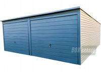 GARAŻ BLASZANY 6m x 5m poziom - spad tył 2x Brama uchylna - grafit antracyt - dodatkowe drzwi BOX103 6x5