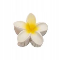Piękna spinka klamra plastikowa kwiatek hawajski matowy biały 8cm