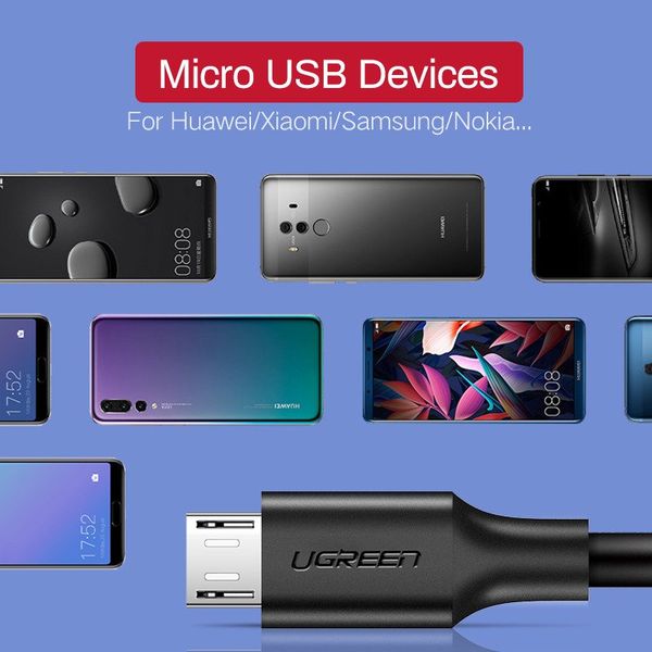 kabel usb do micro usb ugreen  us289 qc 3.0 2.4a 2m (biały) zdjęcie 7