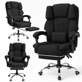 fotel biurowy obrotowy master z podnóżkiem i poduszką masującą - czarny