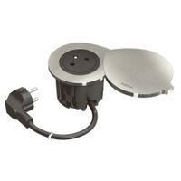 Gniazdo meblowe 2P+Z z pokrywą DISQ 60, przewód 2m z wtyczką - CZARNY Legrand 654723