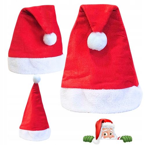 6 x CZAPKA ŚWIĘTEGO MIKOŁAJA z Pomponem Miękka Wysoka Jakość na Arena.pl