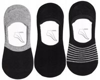 Stopki Balerinki Męskie z Silikonem Czarne Bawełniane ZESTAW 3-PAR 39-42