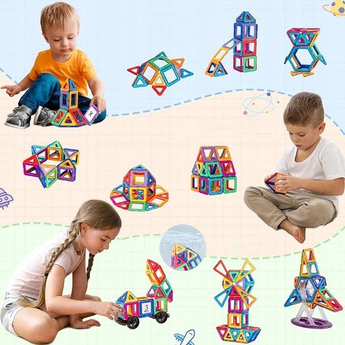Kreatywne Klocki Magnetyczne Dla Dzieci 3-8 Lat 180 Elementów na Arena.pl