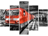 105CM 150CM OBRAZ 5 ELEM CZERWONA LOKOMOTYWA DRUK