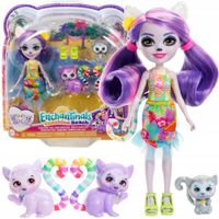 ZESTAW ENCHANTIMALS RODZINA LEMURÓW LALKA LORINDA LEMUR 3 FIGURKI ZWIERZĘTA