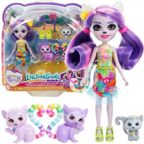 ZESTAW ENCHANTIMALS RODZINA LEMURÓW LALKA LORINDA LEMUR 3 FIGURKI ZWIERZĘTA na Arena.pl
