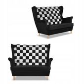 Sofa kanapa uszak CAROL DUO skandynawska Family Meble czarno - biała