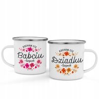Zestaw kubków emaliowanych z nadrukiem prezent dla babci i dziadka