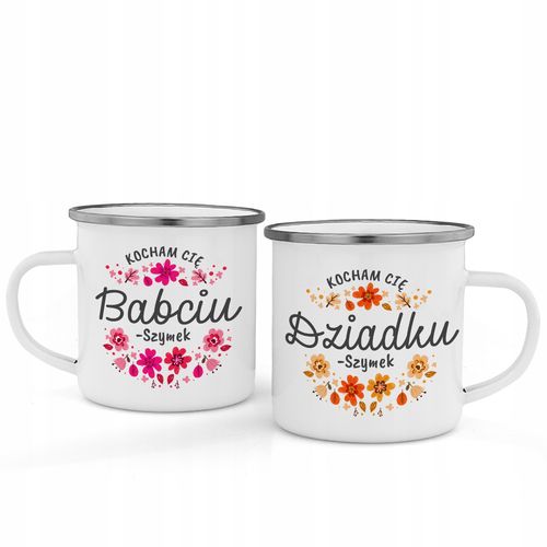 Zestaw kubków emaliowanych z nadrukiem prezent dla babci i dziadka na Arena.pl