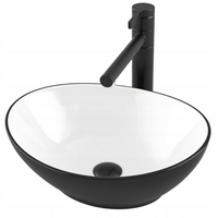 CERAMICZNA ELEGANCKA UMYWALKA NABLATOWA MATOWA CZARNA 42x34