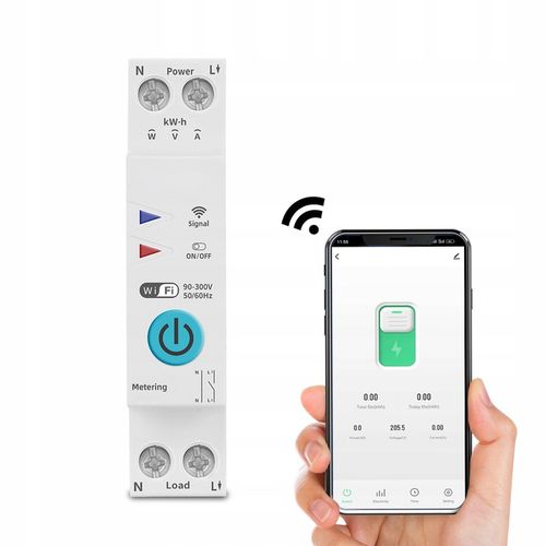 Przekaźnik Sterownik WiFi 16A z pomiarem prądu TUYA Smart Life Szyna na Arena.pl