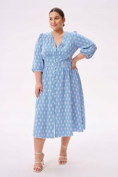 Blue shadow urocza sukienka TINA 42 niebieski wzór boho wiskoza zdjęcie 5