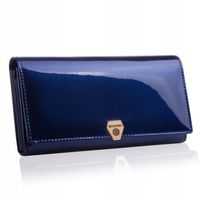 BETLEWSKI skórzany portfel damski duży lakierowany RFID portmonetka karty