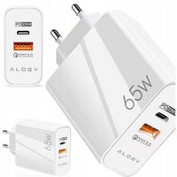Ładowarka sieciowa szybka USB-A QC 3.0 Quick Charge + USB-C PD 33W 65W Alog