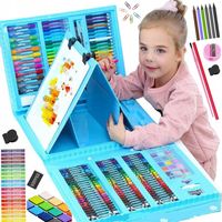 DUŻY ZESTAW ARTYSTYCZNY do SZKOŁY MALOWANIA MAZAKI KREDKI FARBY WALIZKA XXL