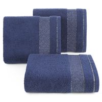 Ręcznik frotte z kolorową bordiurą NESSY 30X50 granatowy