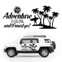 NAKLEJKA NA SAMOCHÓD TERENOWY wodoodporna palmy surfing napis KAMPER 120 cm