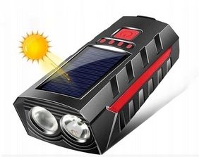 Lampa Rowerowa Lampka Solarna Na Kierownicę USB Zestaw Przód + Tył LED na Arena.pl