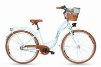 Damski rower miejski Goetze Style 28 3b + kosz / Błękitno-brązowy