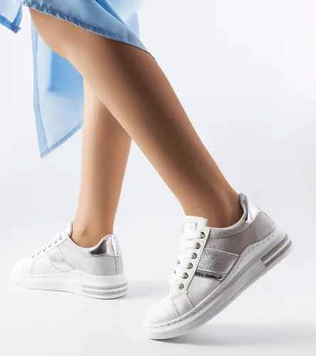 Białe sneakersy z szarymi wstawkami Deans 41 na Arena.pl