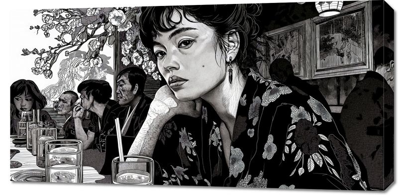 Obraz 100x50cm Czarne Kimono zdjęcie 1