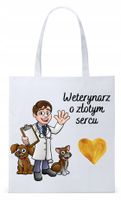 Dla Weterynarza Na Prezent Torba Eco Biała Shopper Z Nadrukiem Ze Zdjęciem