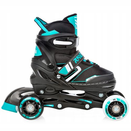 Rolki Wrotki Regulowane 3w1 RAVEN Helixi Black/Mint 34-37 Kółko LED na Arena.pl