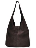 Zamszowy modny worek skóra naturalna vera pelle brązowa czekoladowa