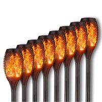 8x LAMPKI SOLARNE DO OGRODU LED WBIJANA SŁUPEK EFEKT PŁOMIEŃ LATARNIA OGIEŃ