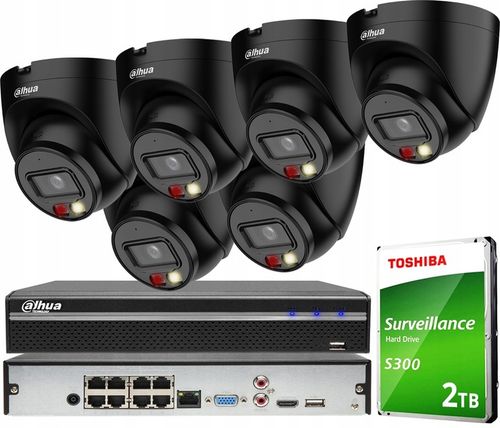 Zestaw Monitoringu IP DAHUA 6 Kamer 4Mpx Dzień/Noc Kolor Rejestrator 2TB na Arena.pl
