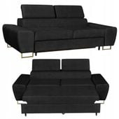 Sofa kanapa Bosso salon Family meble czarna welur reg zagłówek