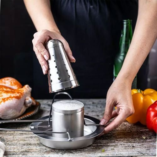 stojak do pieczenia kurczaka z ociekaczem i aromatyzerem kinghoff kh-1880 na Arena.pl