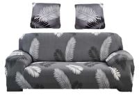 POKROWIEC NA SOFĘ KANAPĘ NAROŻNIK 145-185CM 2 OS SZARY PALMOWE LIŚCIE