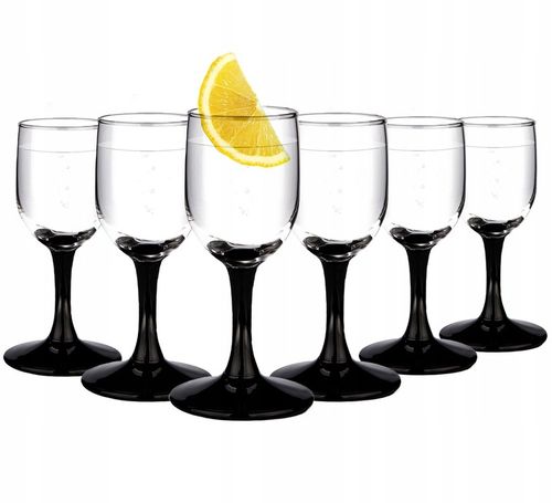 Kieliszki komplet do wódki Altom Design Onyx czarne nóżki 35 ml 6 sztuk na Arena.pl