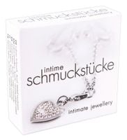 srebrny łańcuszek z serduszkiem i klipsami labia 12 cm