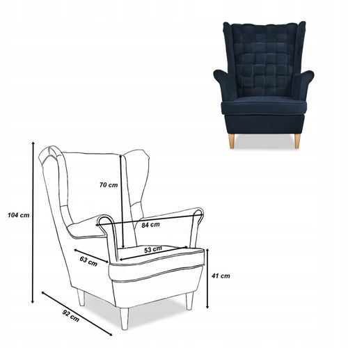 Zestaw wypoczynkowy Carol sofa fotele pufy paski granatowy na Arena.pl