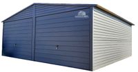 GARAŻ BLASZANY 6M X 6M POZIOM - DWUSPAD - 2X BRAMA + OKNO DRZWI GB263
