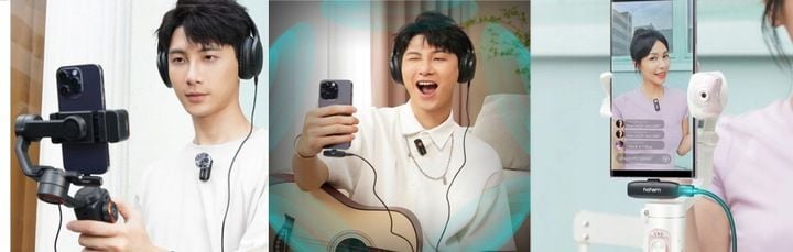 Mikrofon bezprzewodowy Hohem Lavalier Mic-01 (1 TX + 1 RX) Czarny, USB-C zdjęcie 6