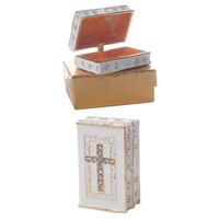 puzderko metalowe z kryształkami z krzyżykiem  6 x 4 x 2.8 cm