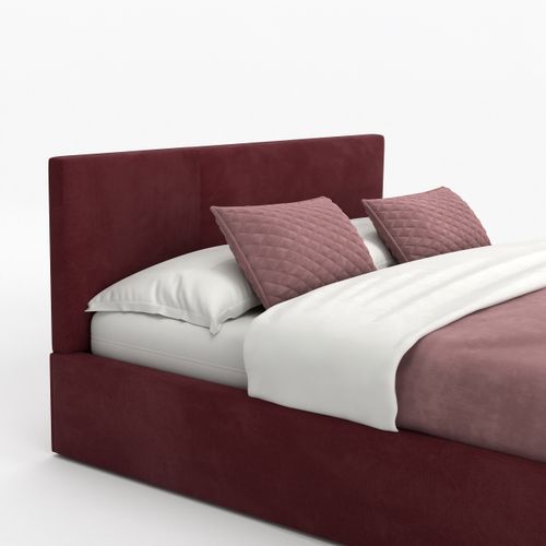 ŁÓŻKO TAPICEROWANE DO SYPIALNI 140x200 ŁÓŻKO PODWÓJNE Z POJEMNIKIEM BORDOWE na Arena.pl