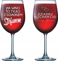 Kieliszek do wina grawer PREZENT na dzień Dziadka Z IMIENIEM