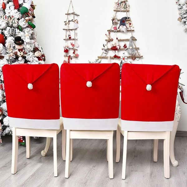 POKROWIEC NA KRZESŁO CZAPKA MIKOŁAJA POKROWCE NA KRZESŁA ŚWIĄTECZNE 6szt HQ zdjęcie 14