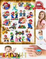 Duży Zestaw Mega Tatuaży zmywalnych - Super Mario Bros