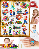 Duży Zestaw Mega Tatuaży zmywalnych - Super Mario Bros